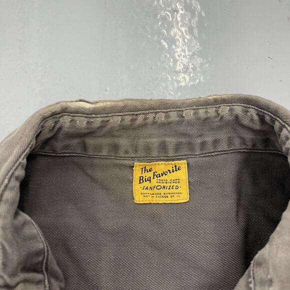 Vintage 40s The Big Favorite Grey Canvas Sanforized Shirt - Picture 5 of 5
